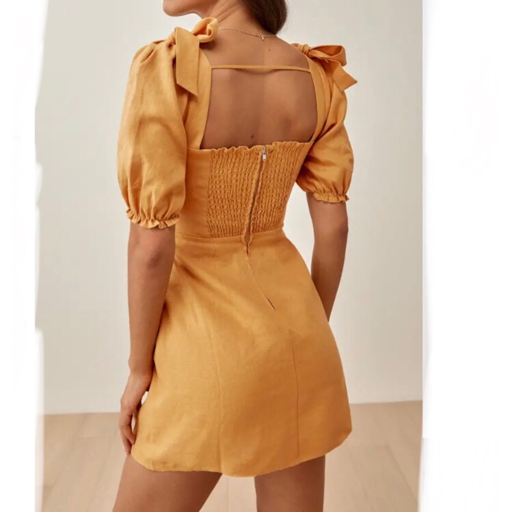 NWT Reformation Spring Bow Sleeve Dress - Picture 3 of 8